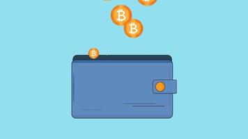 Animation of bitcoin falling in wallet video