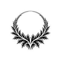Laurel Crown Emblem, Circular Frame, Minimalist vector