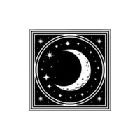 Celestial Moon Magic Vintage Starry Square Emblem vector