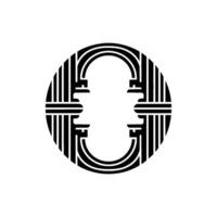Geometric Circle Emblem, Art Deco Style, Monogram vector
