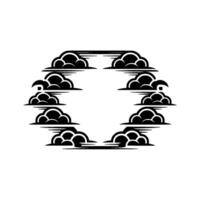 Stylized Cloud Circle, Vintage Illustration, Atmospheric Emblem vector