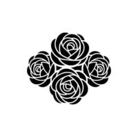 Geometric Rose Cluster, Minimalist Black White vector