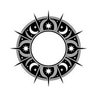 Celestial Circle Vintage Starry Emblem vector