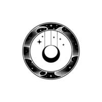 Celestial Pendulum Vintage Moon Star Emblem vector