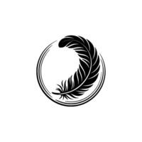 Elegant Feather Circle Emblem, Minimalist vector