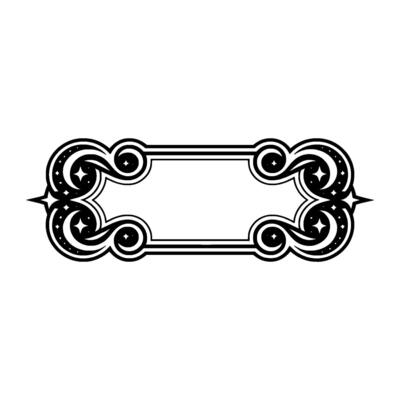 Ornate Black Frame, Starburst Details, Vintage Element