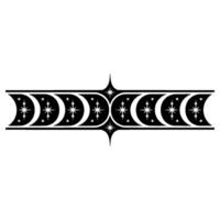 Celestial Crescent Moon Cycle, Vintage Illustration vector