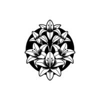 Ornamental Lily Circle, Vintage Botanical Illustration vector