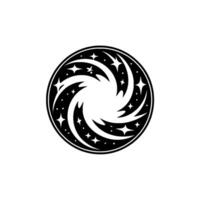 Cosmic Vortex Black White Circular Emblem vector
