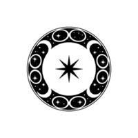 Celestial Moon Cycle Emblem, Mystical Starburst vector