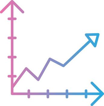A graph with an arrow going up vector
