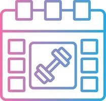 A calendar with a barbell icon vector
