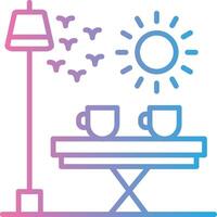 A table with two cups and a lamp vector