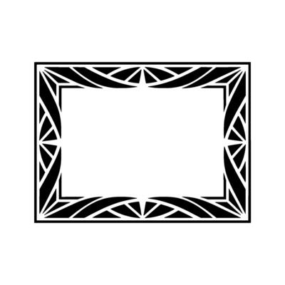 Geometric Deco Frame, Minimalist Black Outline