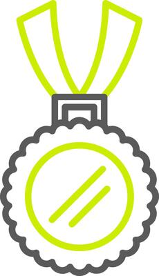 A green ribbon icon on a white background