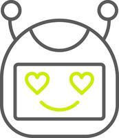 A robot with hearts on its face vector