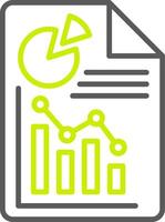 A document with a graph and a pie chart vector