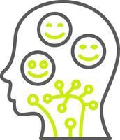 A person's head with a smiley face and a network of connections vector