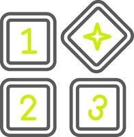 Four square icons with numbers and a star vector