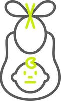A baby is holding a green balloon with a green cross on it vector