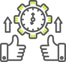 Two hands giving thumbs up and a clock vector