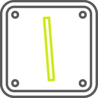 A yellow line icon of a pencil in a square vector