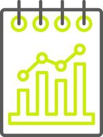 A green and yellow graph chart icon vector