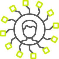 A person is surrounded by squares and circles vector