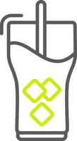 A drink with a straw and a green square vector