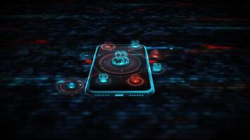 Communication of a team of colleagues via smartphone. video