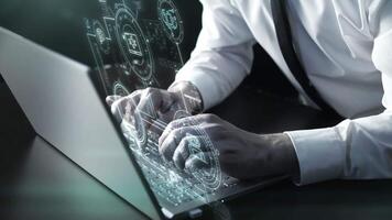 Utilizing a notebook computer with a holographic interface. video