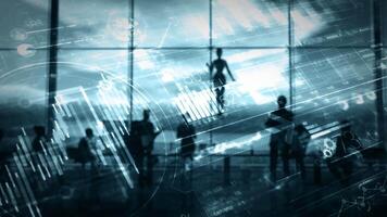 Dynamic statistical storytelling against an office backdrop. video