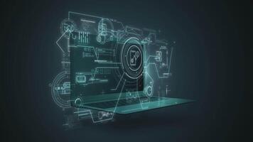 Interactive infographics on a rotating three-dimensional computer. video