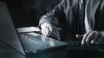 Operating a portable PC with a hologram projection. video