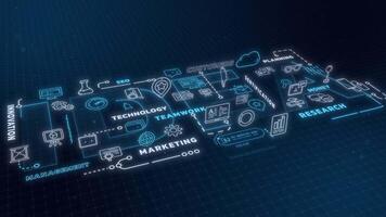 Virtual 3D animation of organizational processes infographics. video