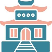 Chinese Temple Colorful Line Art vector