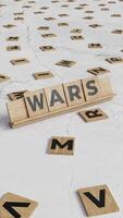 Vertical Animation of the Word Wars Formed with Scrabble Tiles on a Marble Surface video