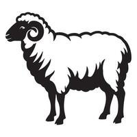 illustration of a stylized ram standing alone in a simple monochromatic design vector