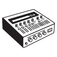 illustration of a simple black and white audio mixer for music production and sound design vector