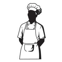 Silhouette illustration of a professional chef in uniform ready for cooking and culinary tasks vector
