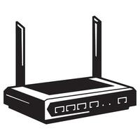 Simple black and white illustration of a wireless router for internet connectivity vector