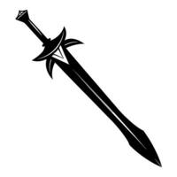 A black sword with a curved blade and a pointed tip vector