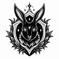 Mystical Hare Emblem with Ornate Floral and Geometric Elements vector