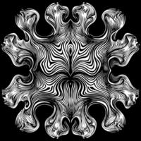 A black and white image of a spiral with a zigzag pattern vector