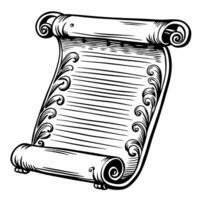 Vintage scroll with ornate detailing and intricate patterns, classic document, historical record, antique paper vector