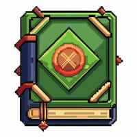 Pixel Art Magic Book Icon for Fantasy RPG Games and Retro 8 bit Design Projects vector