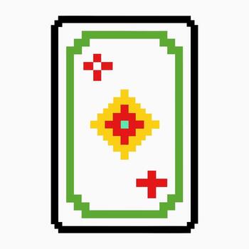Pixel Art Playing Card with Retro Game Style and Geometric Design vector