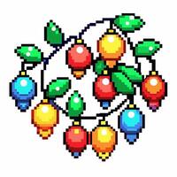 Vibrant Pixel Art Christmas Lights in Festive Colors and Retro Pixel Style vector