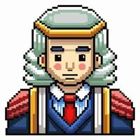 Retro Pixel Art Judge Character with Wig and Robe in Classic Gaming Style vector