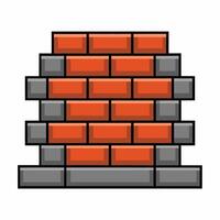 Colorful Brick Wall Icon with Red and Grey Bricks Illustration vector